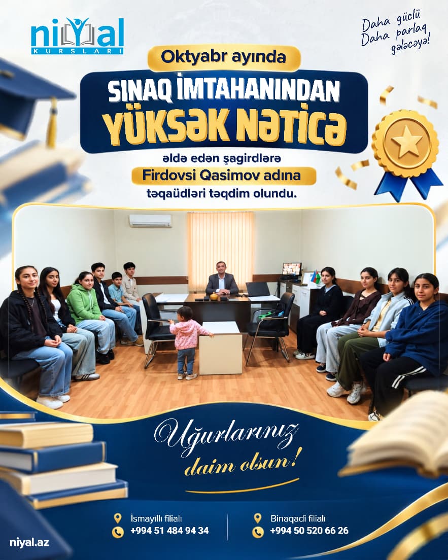 Niyal Kurslarında imtahan zamanı sinifdən görüntü